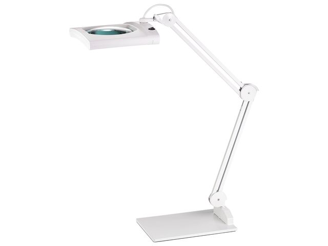 Bureaulamp met afdekbare loep LED wit